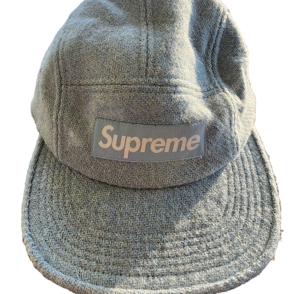 Supreme Harris Tweed 5-panel Camp Cap , light blue